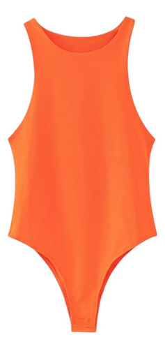 Body Ajustado Con Cuello Halter, Sin Mangas Para Mujer