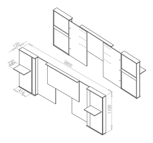 Imagen 4 de 5 de Respaldo Sommier Cama Compartimiento Guardado Estante 3013+