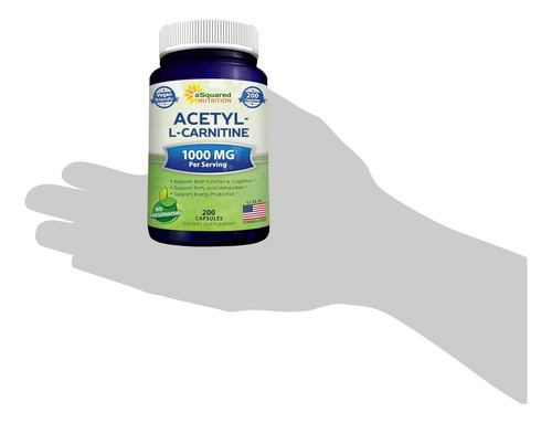 Asquared Nutrition Acetil L-carnitina 1000mg Força Máxima...