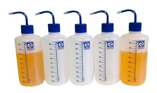 Pisseta Graduada Em Polietileno 1000ml Bico Curvo Kit 5 Un.