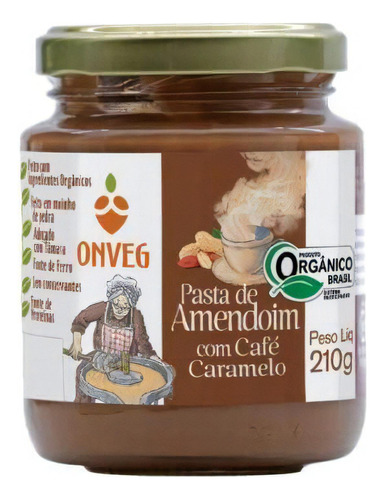 Kit 6x: Pasta De Amendoim Com Café Orgânica Onveg 210g