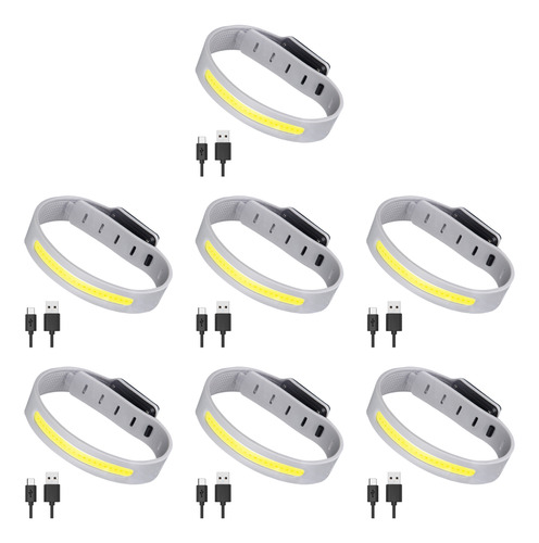 Brazalete Led Cob, 7 Unidades, Luz Recargable Por Usb