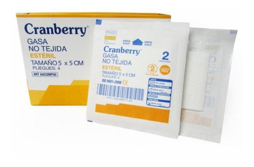 Gasa No Tejida Estéril Cranberry 5x5cm 50 Sobres X 2 Un