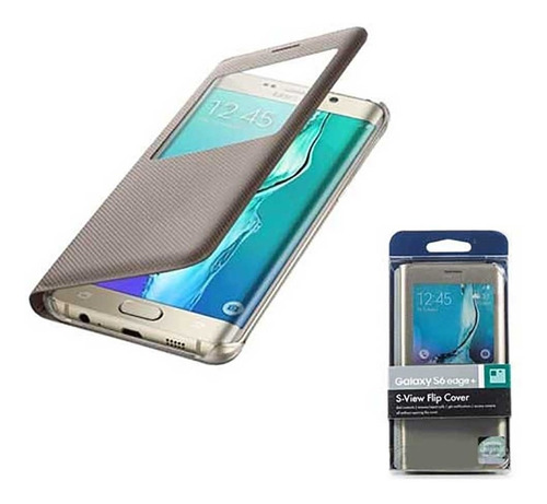 . Funda Samsung Flip S-view Para Galaxy S6 Edge Plus Dorado