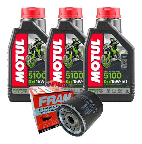 Kit Filtro De Óleo Harley 883/1200 E 3 Lts Motul 5100 15w50