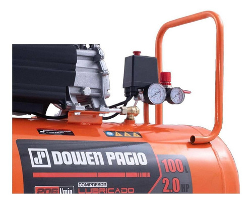 Imagen 2 de 2 de Compresor de aire eléctrico Dowen Pagio CA20100SP 100L 2hp 220V 50Hz naranja