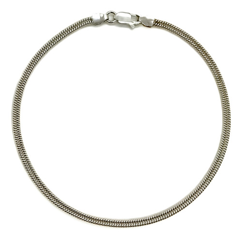 Pulsera Cocida Con Cierre Mosquetón Plata 925 22 Cm 