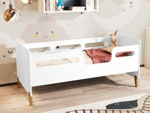 Cama Infantil Cecilia Com Grade Proteção Branco