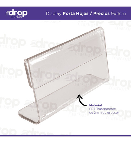 Imagen 3 de 9 de Porta Precios Nombre Acrílico Menú Mesa Escritorio 9x4 X1u