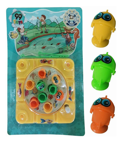 Kit 10 Pega Peixe Infantil Jogo Pescaria Corda Amarelo