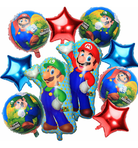 Kit 10 Globos Para Super Mario Bros Decoraciones De Fiesta