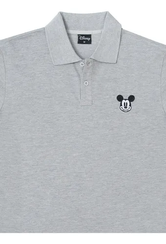 Polera Pique Hombre Face Mickey Gris Disney