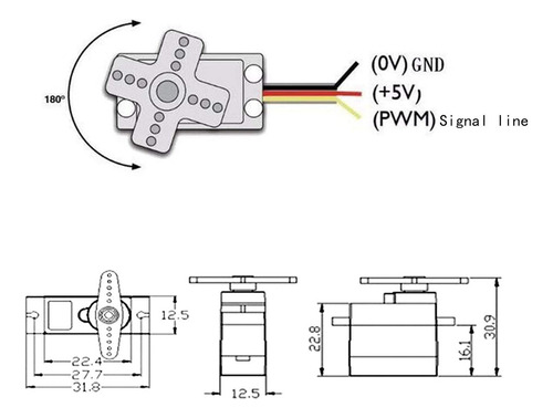4 Unids Sg90 0.32 Oz Micro Servos Para Rc Robot Helicóptero