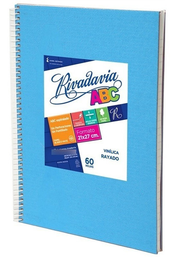 Cuaderno Rivadavia Abc Espiralado 60 Hojas Rayado Celeste
