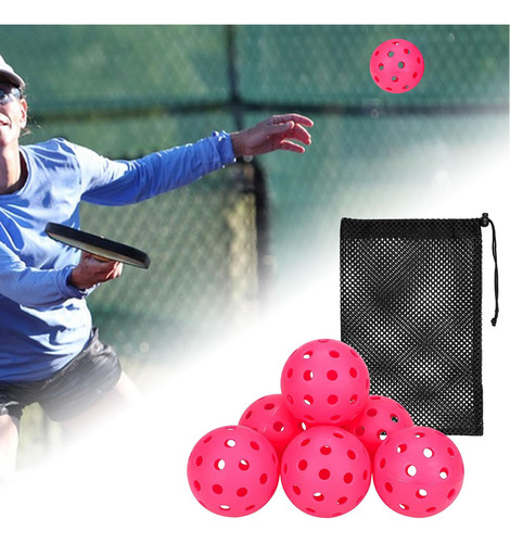 Bolas De Pickleball De 6 Piezas Para Jugar En Torneos Rosa.