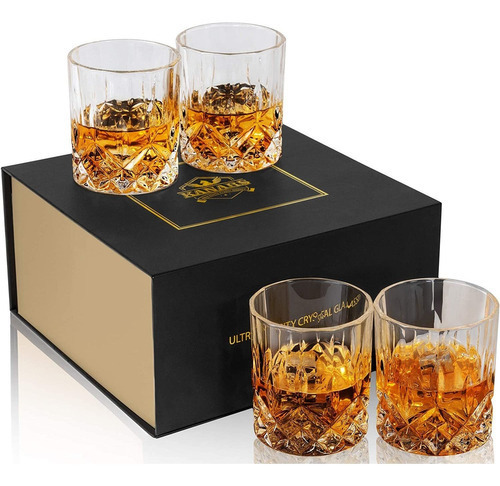 Vasos De Whisky Kanars Old Fashioned Con Caja De Lujo, 10 Oz Color Clear