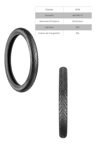 Pneu Dianteiro 60/100-17 Sport R Biz Pop 100 Sem Camara