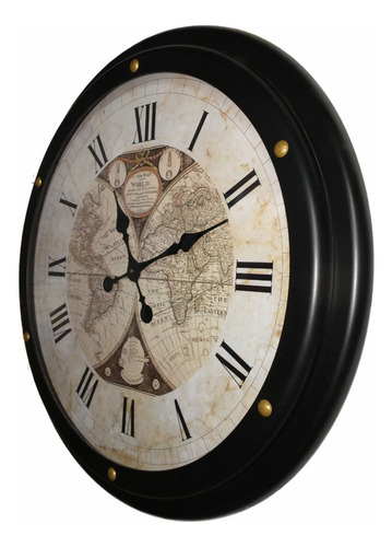 Reloj Pared Grande Clásico 75 Cm Deco Hogar Mapa Vintage