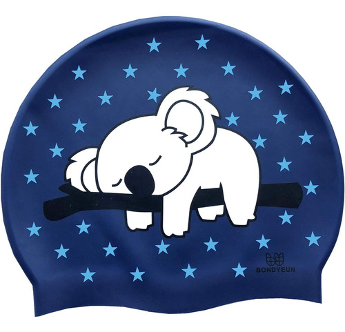 Gorro De Natación De Silicona Bondyeun Koala/azul Oscuro