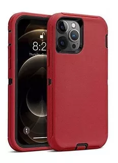 Funda Para iPhone 12 Pro Full Body Silicona Y Pc Rojo/negro