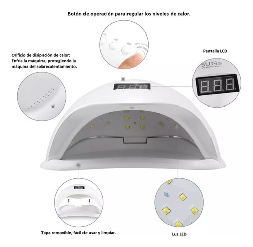 Imagen 8 de 9 de Lampara Led Uv Secador Uv Lampara Manicure Secador Uñas 48w