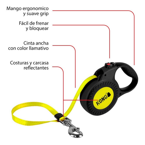 Correa Retráctil Kong Reflect 5mts Large Perros