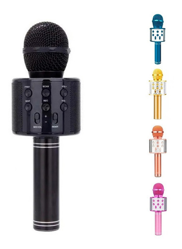 Micrófono Karaoke Niños 5w Bluetooth Efectos De Voz Parlante Color Negro
