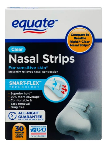 Tiras Nasales Antironquidos Y Descongestion Nasal Equate 30