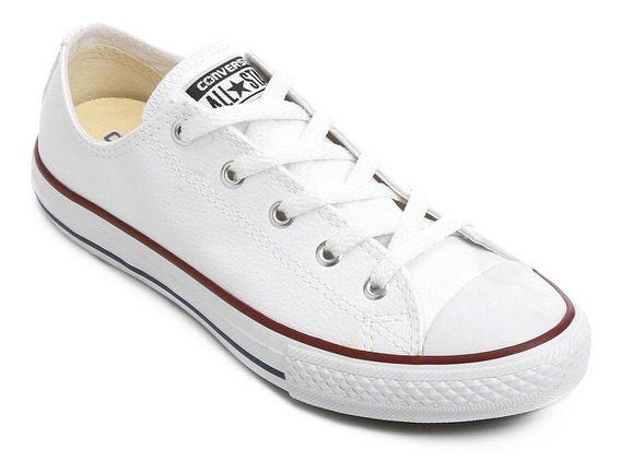 all star branco em couro feminino