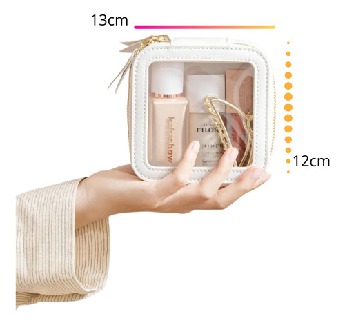 Neceser Compacto De Belleza Ideal Viaje Avión Cartera Bolso Crema Lisa