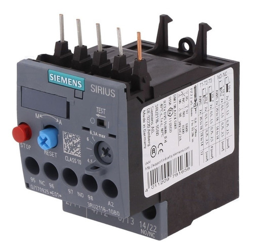 3ru2116-1gb0 Siemens Rel. Bimetalico S00 4.50 A 6.30 Amps