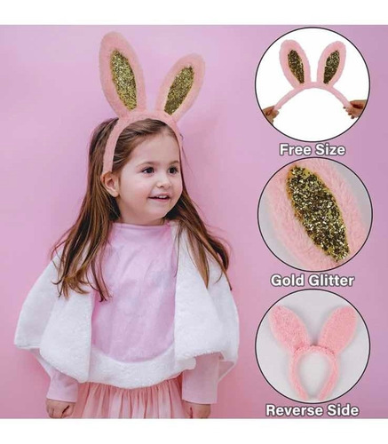 Diadema Orejas De Conejo Color Rosa 6pz
