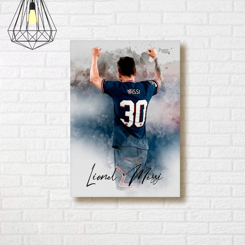 Cuadro Lionel Messi Futbol 50 X 35cm Canvas Decorativo