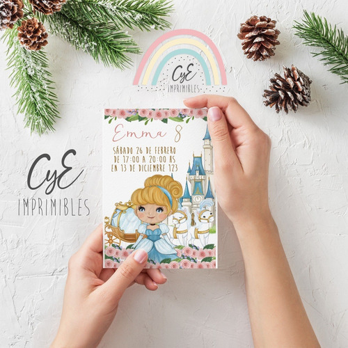 Mini Kit Imprimible Cenicienta Acuarela + Inv Digital