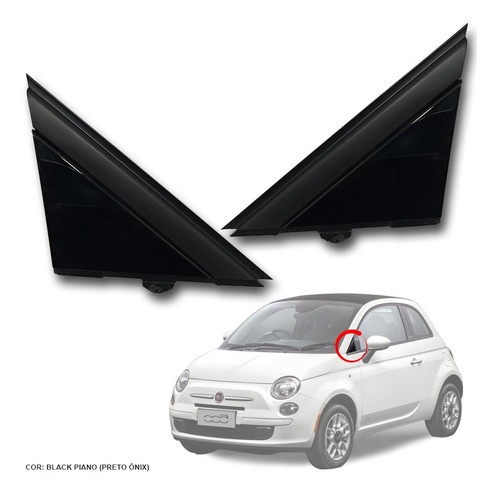 Par Moldura Coluna Cor Black Piano Fiat 500 Cabrio 2015 Novo