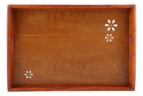 Bandeja De Té Rectangular De Madera Maciza Con Forma De Flor