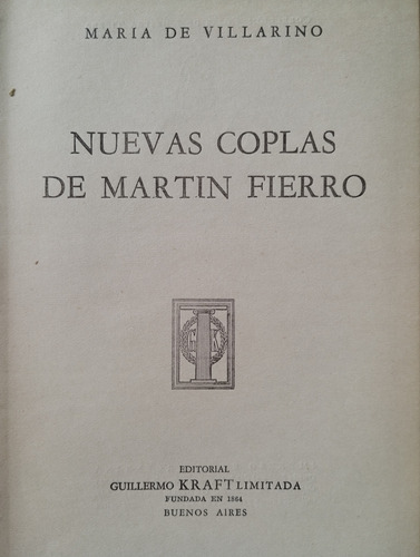 Nuevas Coplas De Martin Fierro Maria De Villarino -rf Libros