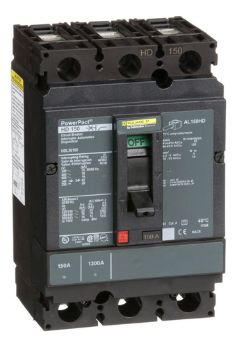 Interruptor Termomagnético Hdl36150 3x150amp Square D