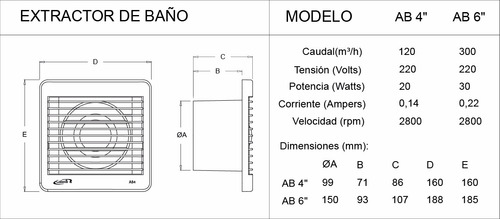 Extractor De Aire Para Baño Galaxia 6 Ab6 Silencioso