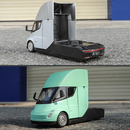 Carros De Juguete Colección Tesla Semi Con Luz Y Sonido 1:24 Color Verde Claro