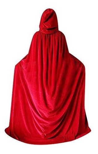 Qbsm Mujeres Hombres Rojo Halloween Velvet Cloak Witch Wizar