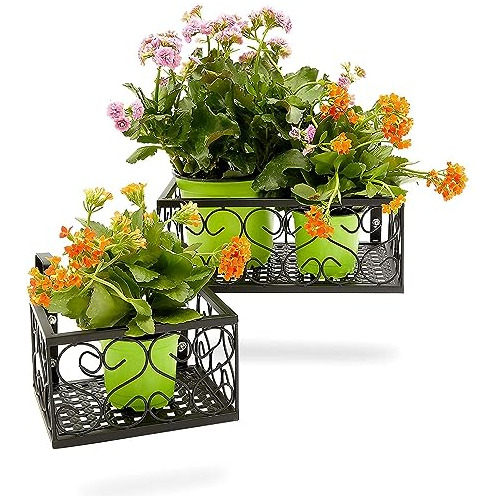 Metal Hanging Planters For Outdoor Deck, Railing, Patio...