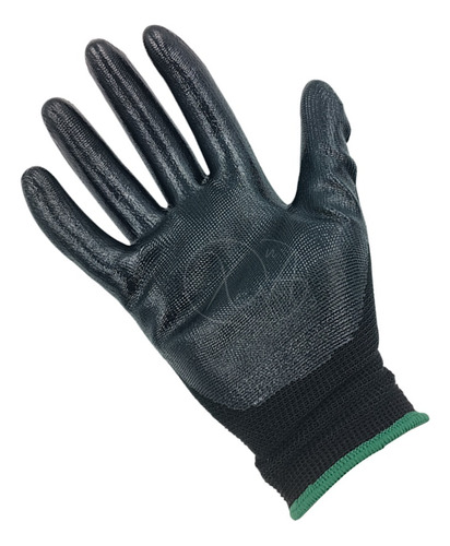 Guantes Trabajo Nylon Nitrilo Palma Negro Economicos X 10