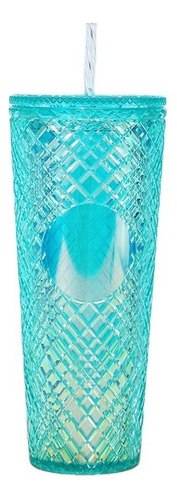 Botella / Vaso Plastico Con Sorbete Glam 680ml Full Color Turquesa