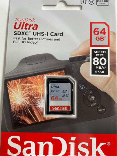 Cartão Sandisk Sd Uns-i 64gb Classe 10 80mb/s