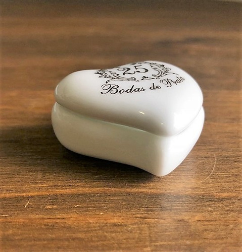 Imagem 3 de 7 de Kit 2 Porta-joias Coração Bodas Prata 25 Anos Casamento