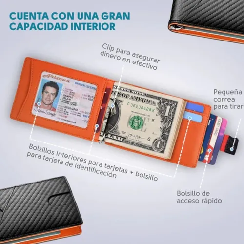 Rfid monedero seguro store en efectivo y tarjetas