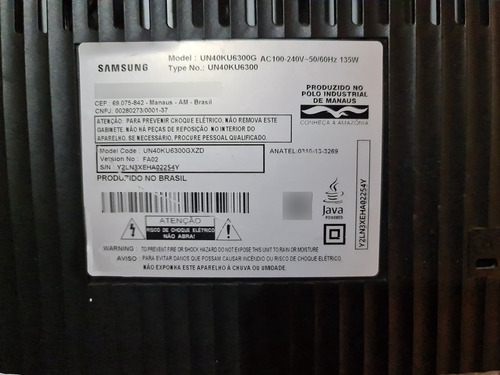 Tv Led Curva Samsung Un40ku6300g Peças Display Quebrado (Usado)