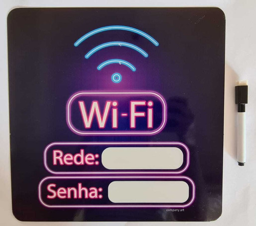 Placa Lousa Senha Rede Wifi Decorativa C/ Canetinha Nome Do Desenho Wi-fi