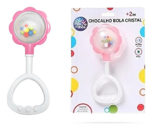 Chocalho Bola De Cristal Baby Rosa 17cm Pais E Filhos 7227